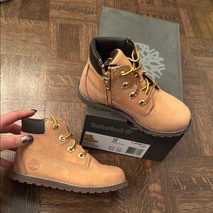 NEW Timberland Toddler Pokey Pine 6 in wheat nubuck Leather Boots size 10